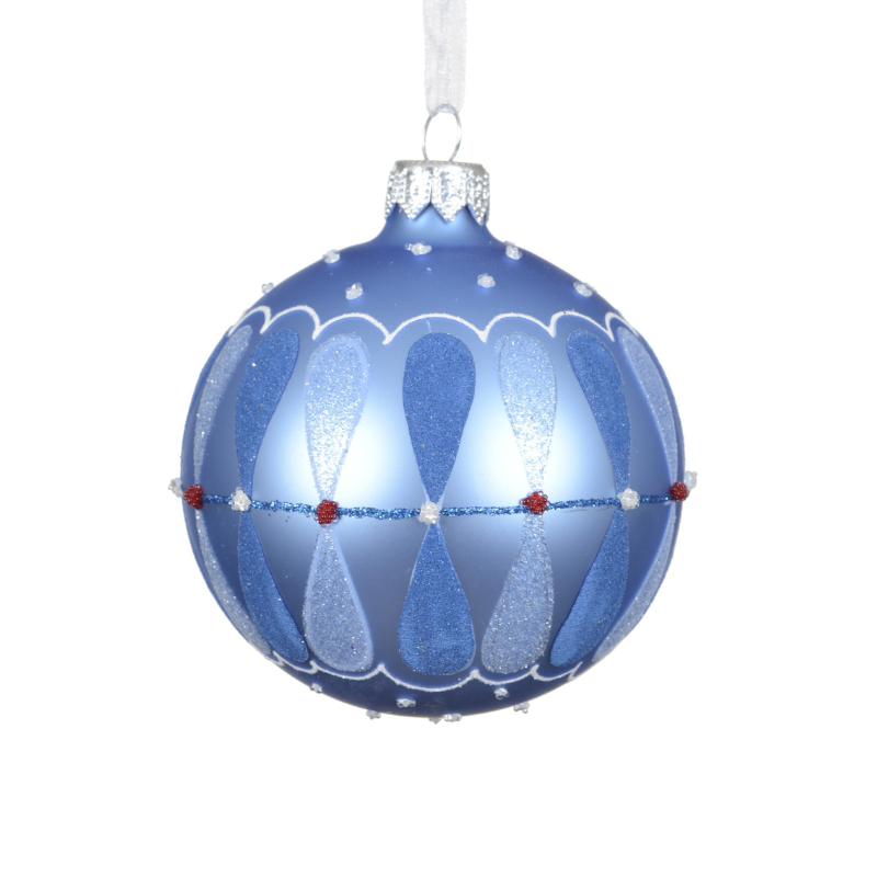 Glass Matt Circus Border Baubles – Assorted Colours (Set of 2) - WowCornwall