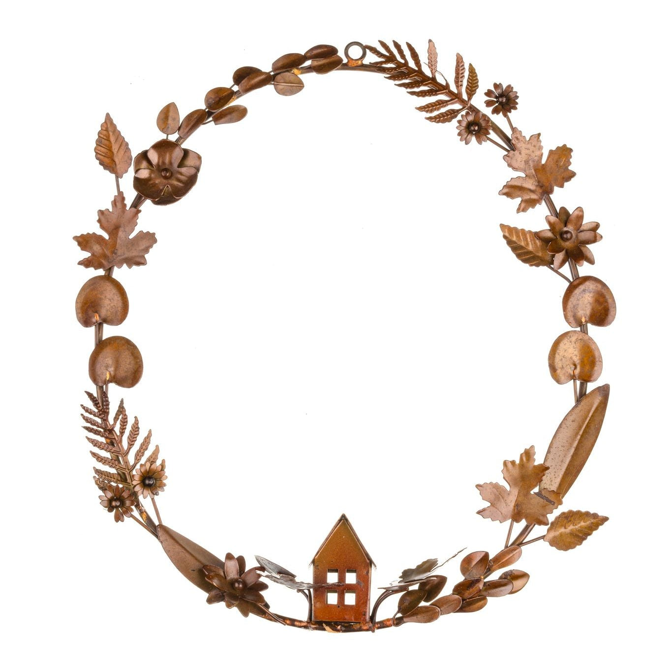 Bronzed Cottage and Leaf Wreath - WowCornwall