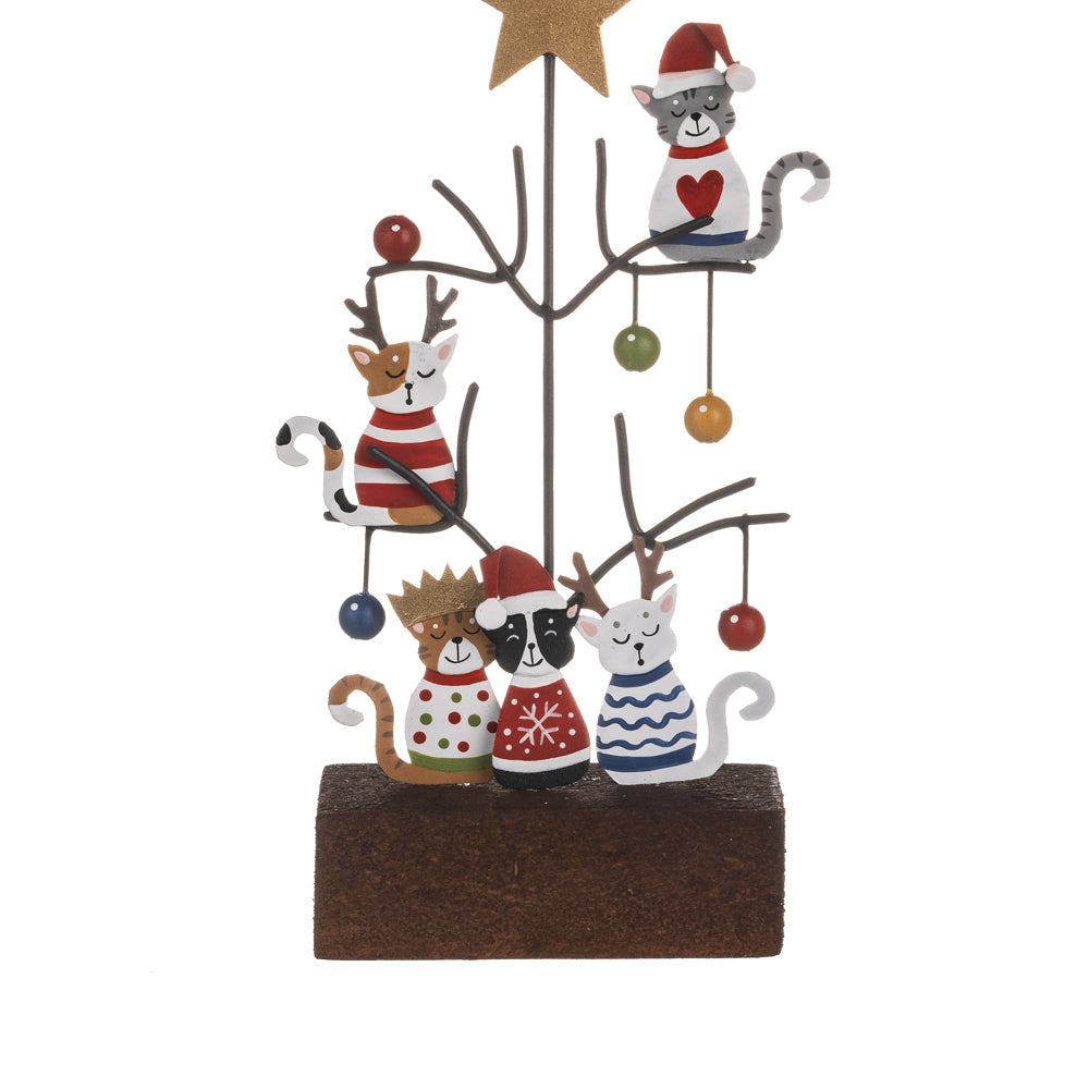 Cats in Star Tree Block Decoration - WowCornwall