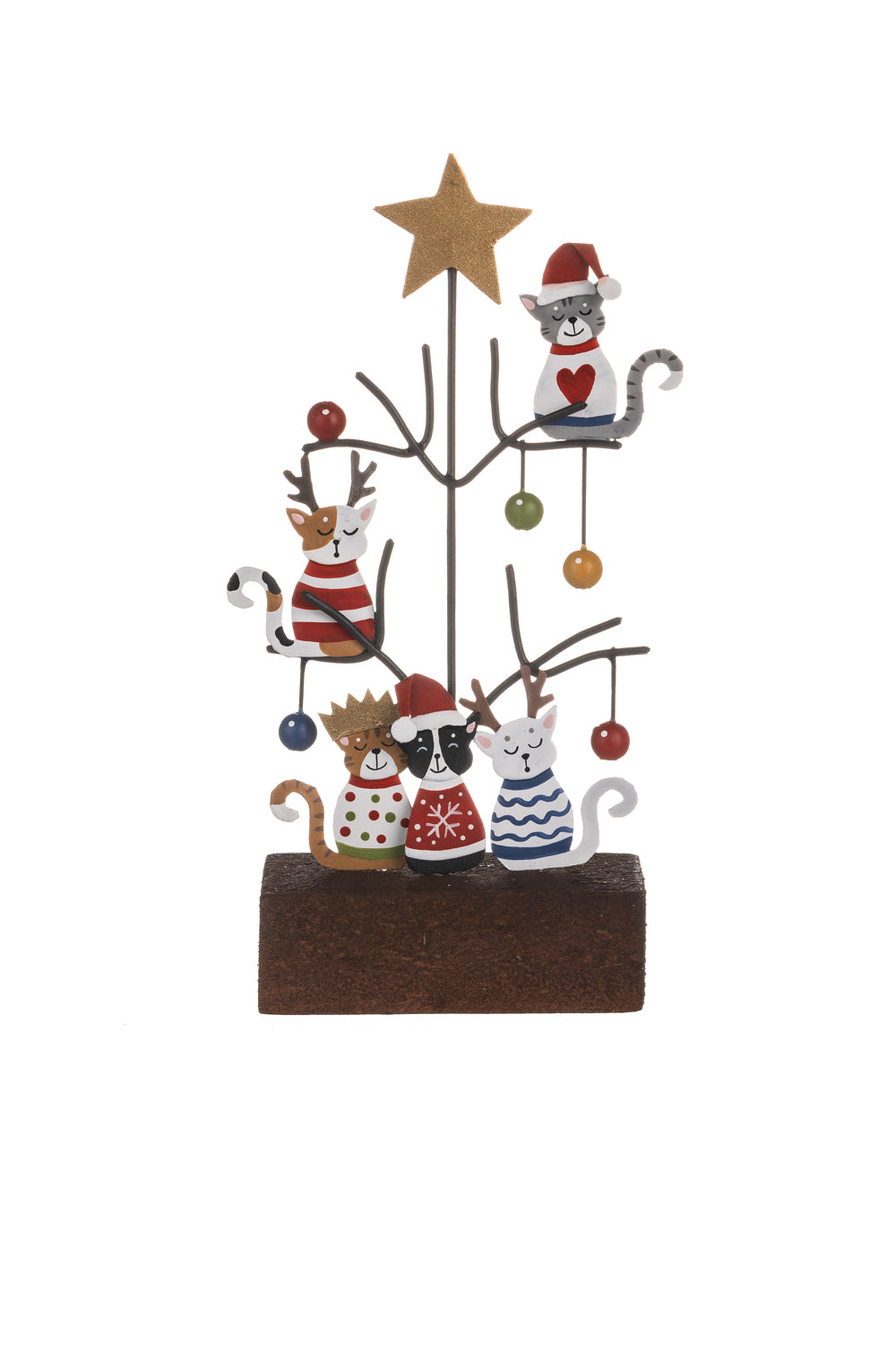Cats in Star Tree Block Decoration - WowCornwall