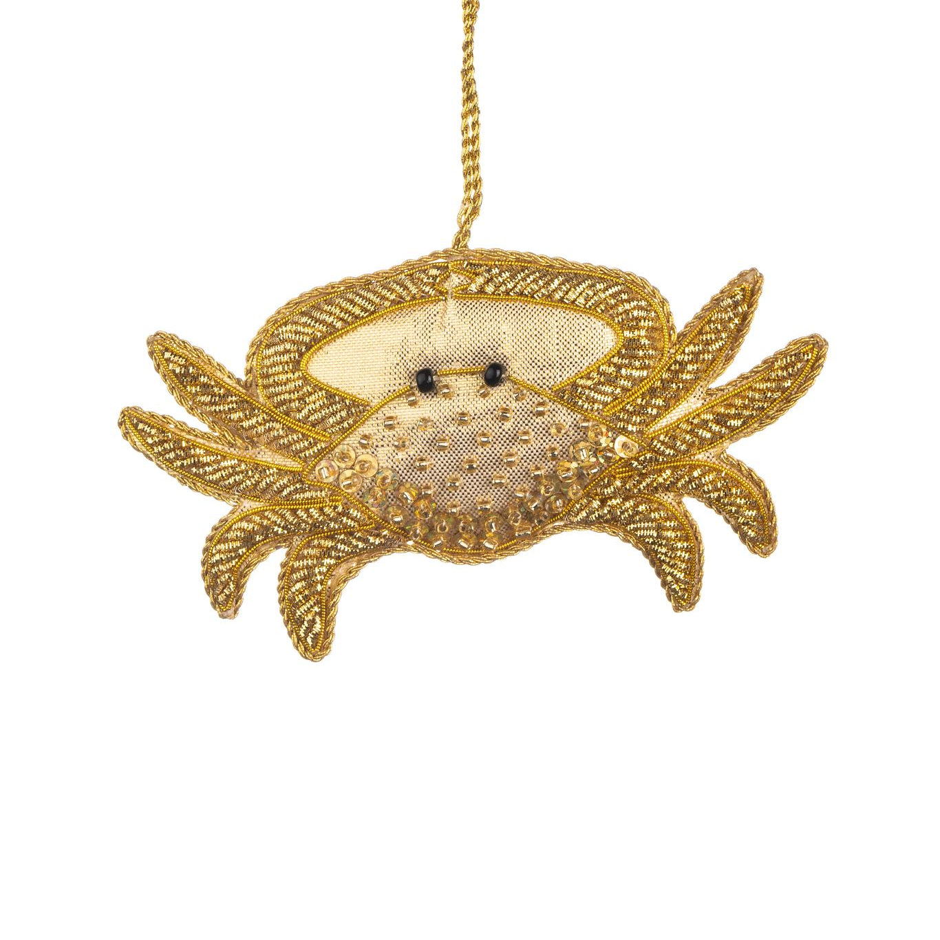 Beaded Golden Crab Hanging Ornament - WowCornwall