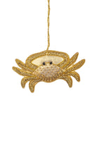 Beaded Golden Crab Hanging Ornament - WowCornwall