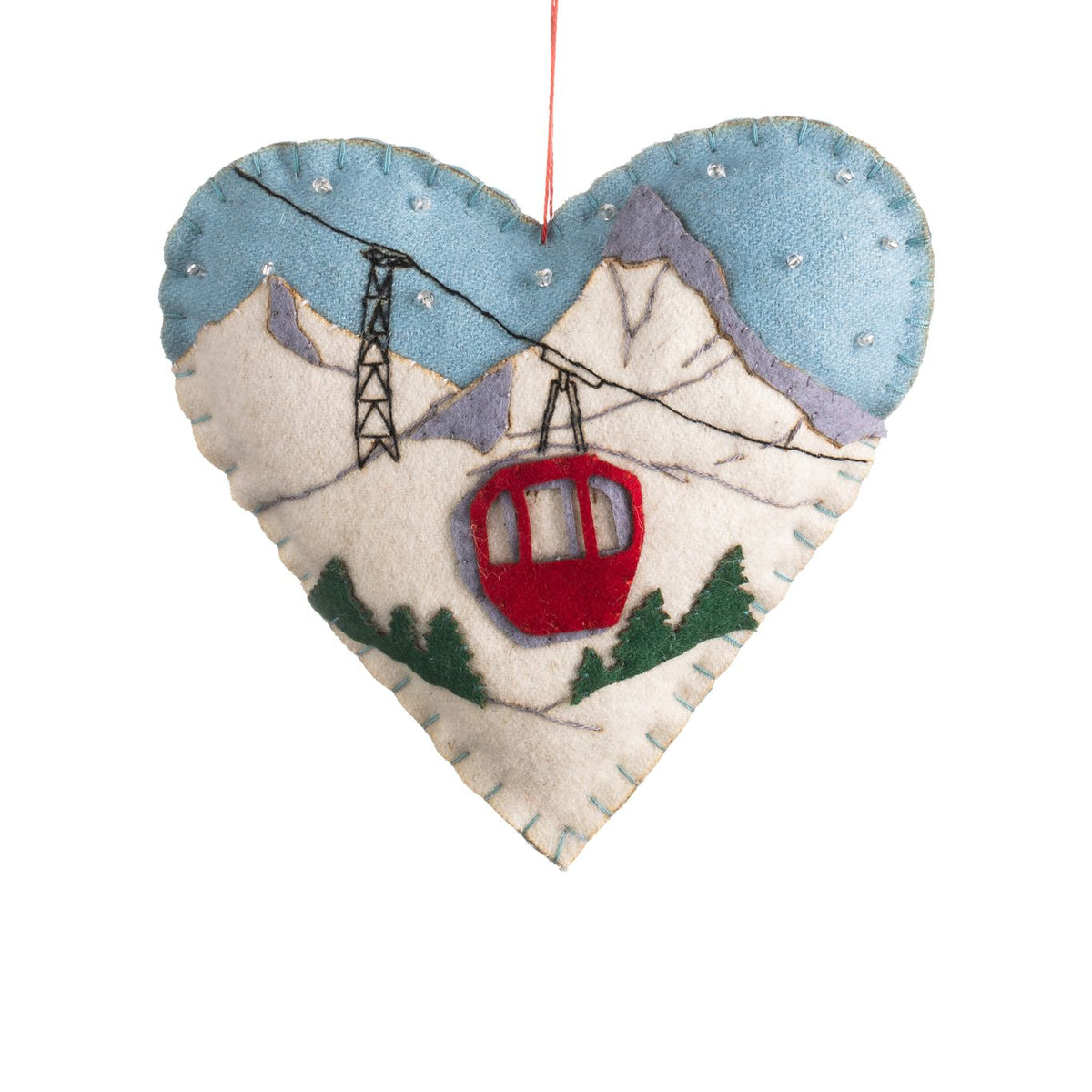 Cable Car Heart Hanging Ornament - WowCornwall