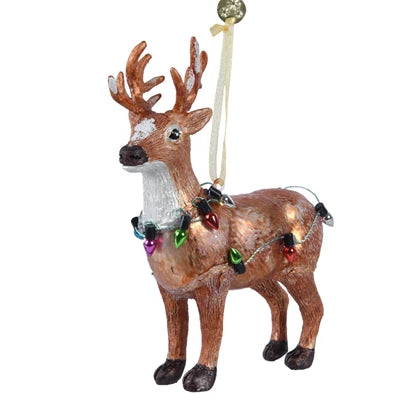 Stag with fairy lights bauble - WowCornwall