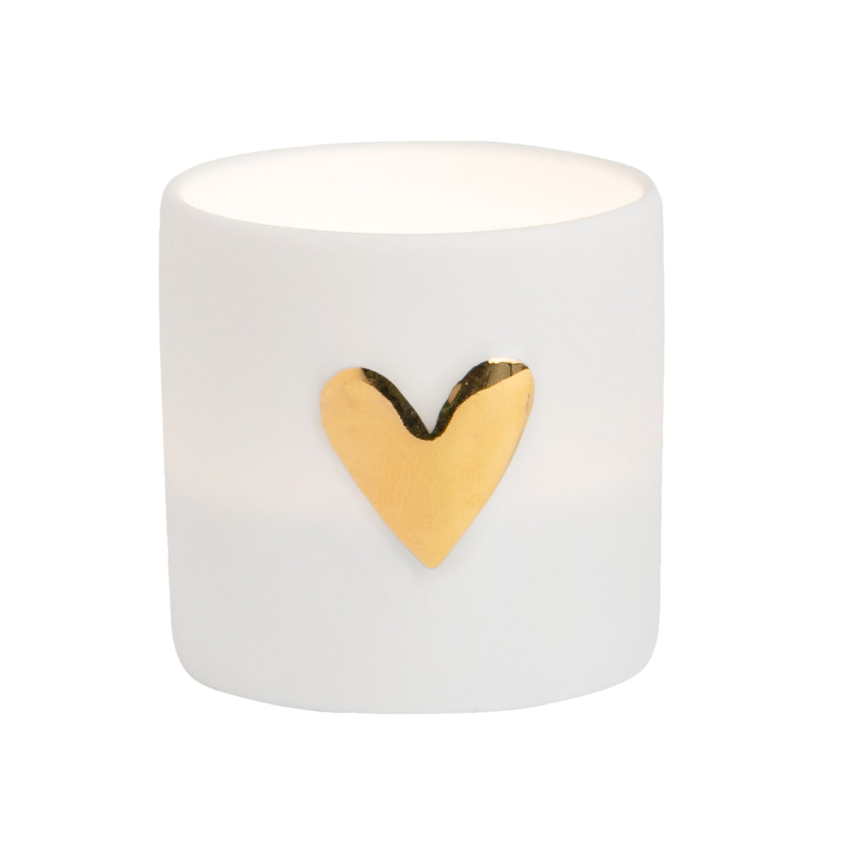 Porcelain Lights Heart Set of 2pcs - gold - WowCornwall