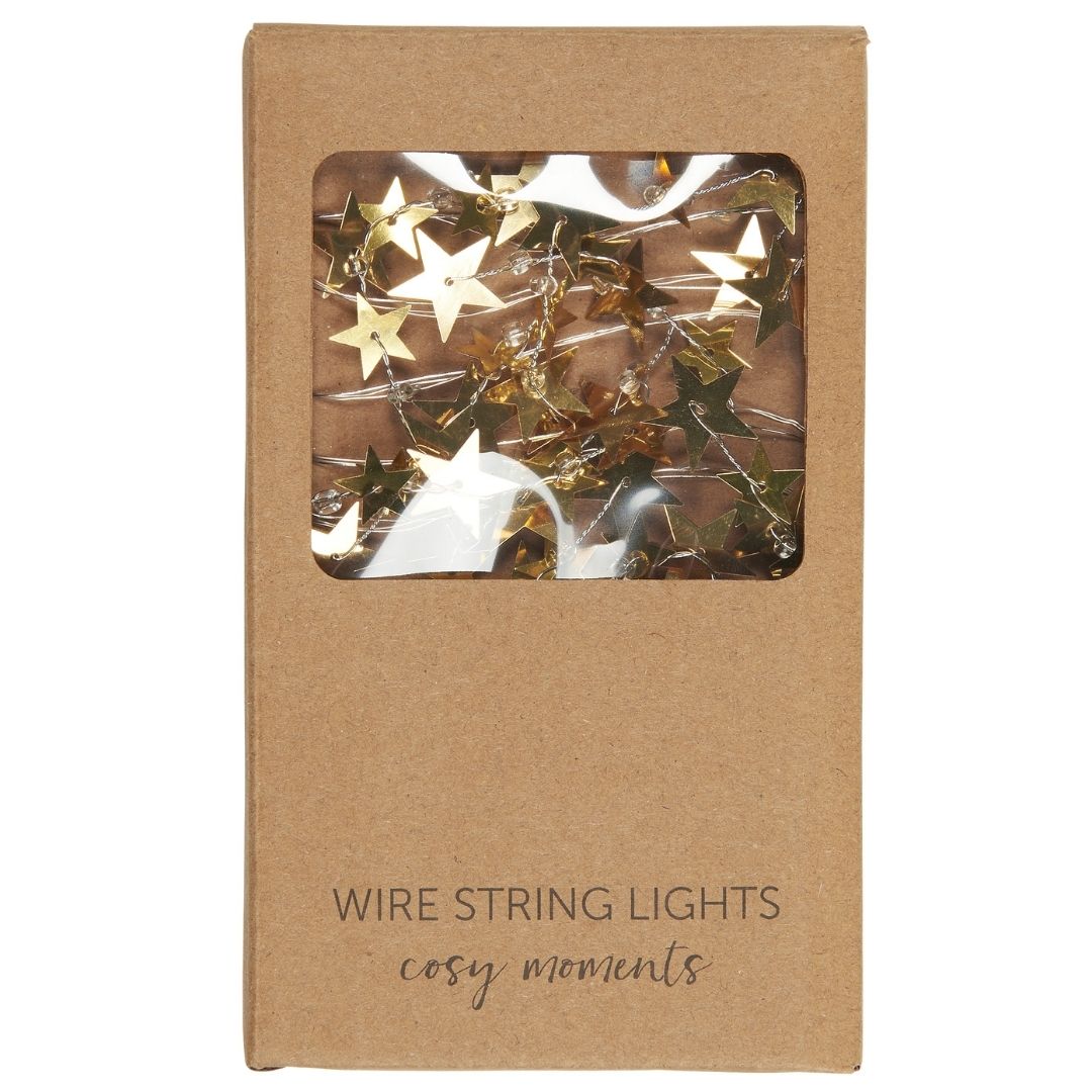 Indoor Wire String Lights with 20 Golden Stars - WowCornwall