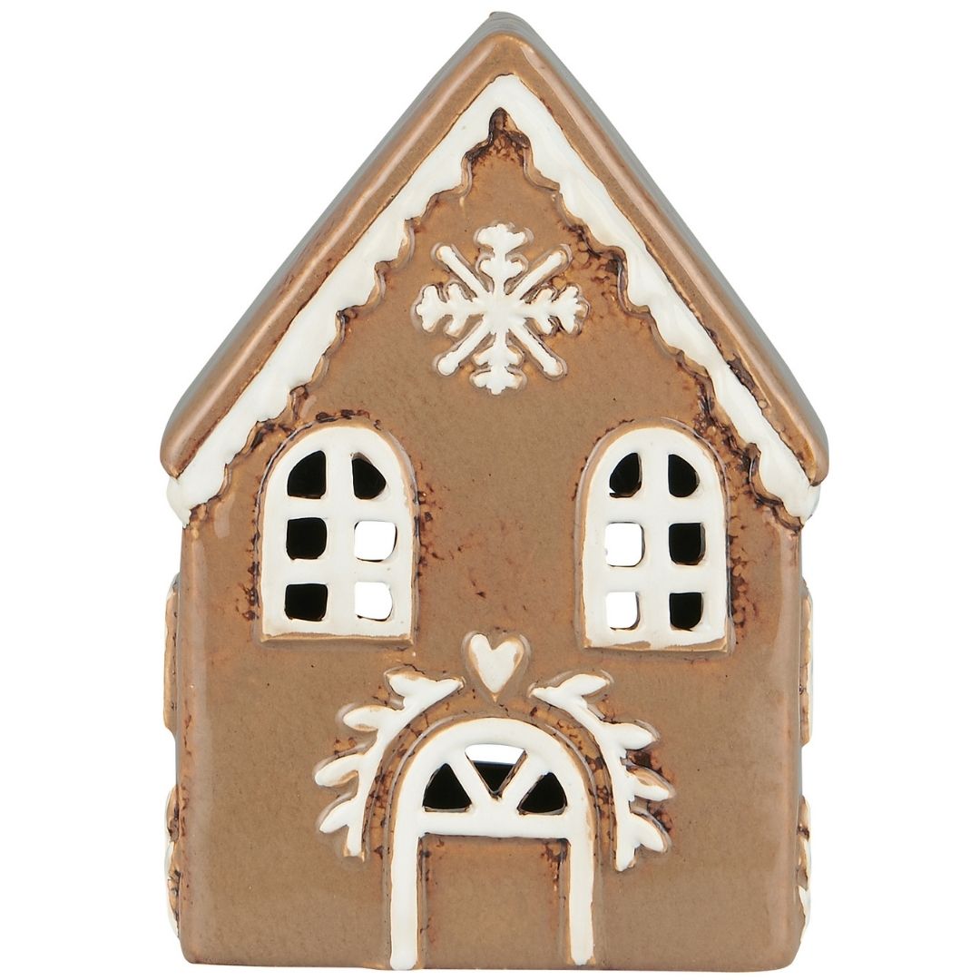Gingerbread House with Snowflake Tealight Holder - WowCornwall
