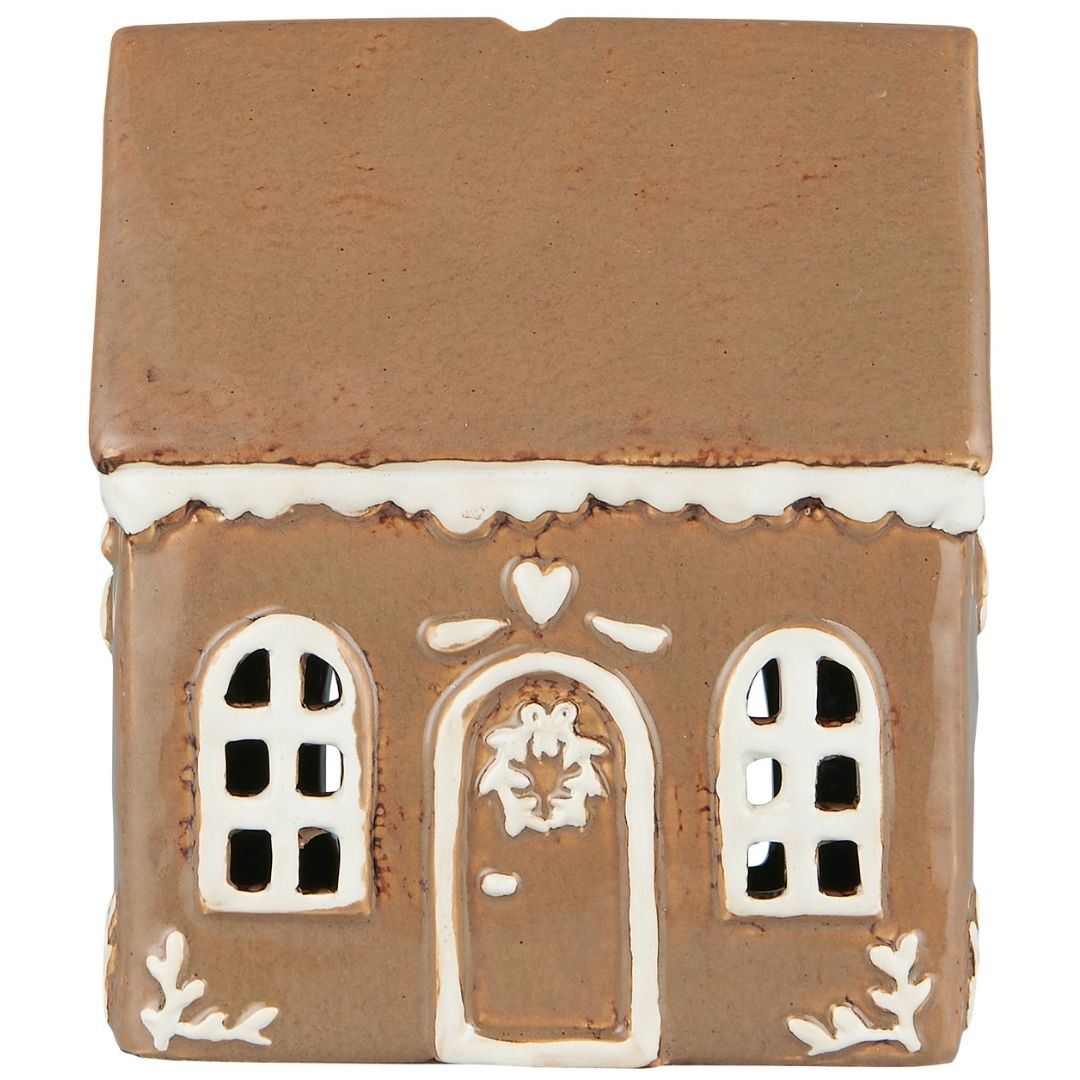 Gingerbread House with Wreath Tealight Holder - WowCornwall