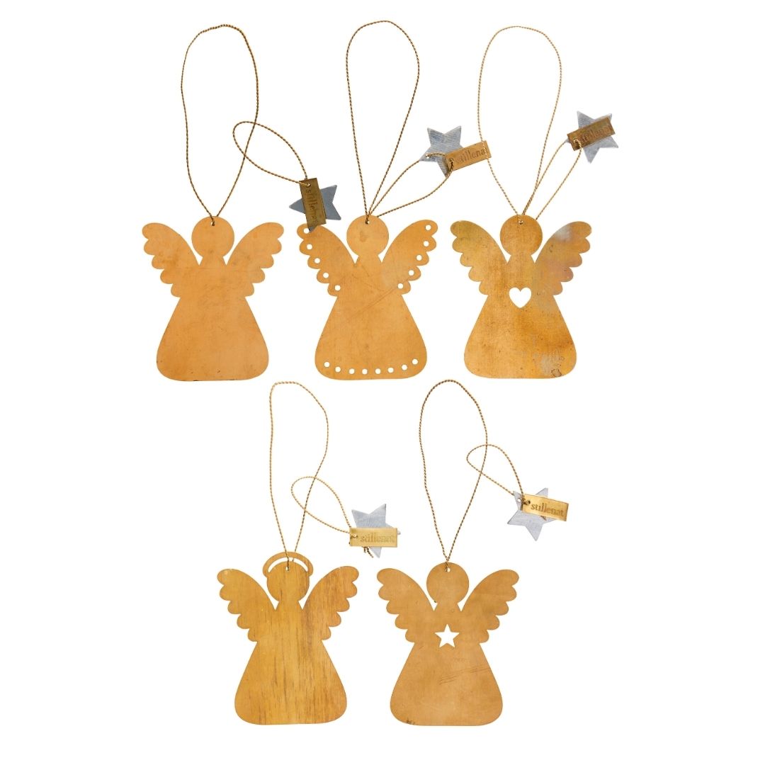 Brass Angel Hanging Ornaments x 5 - WowCornwall