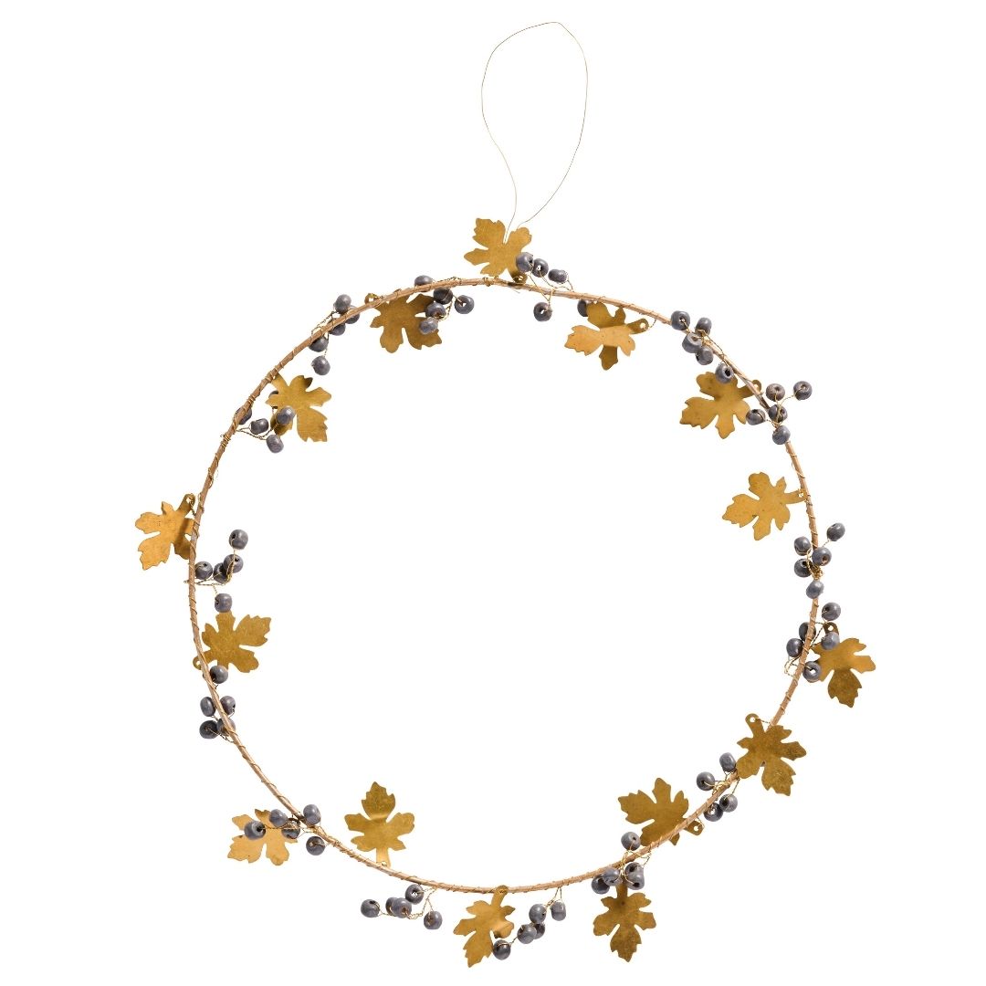 Brass Leaf and Berry Wreath - WowCornwall