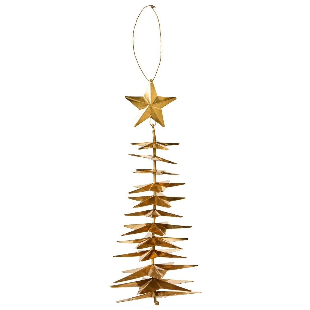 Brass Hanging Star Christmas Tree - WowCornwall