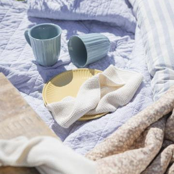 White And Blue Striped Quilt - WowCornwall