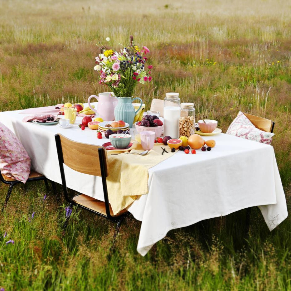 Anja Cream And Green Flower Pattern Cushion - WowCornwall