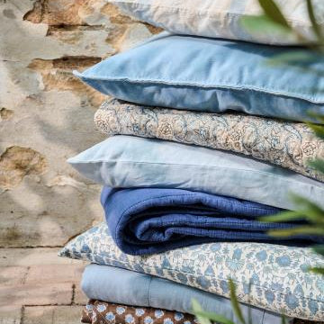 Cotton Velvet Square Cushion, Cornflower - WowCornwall