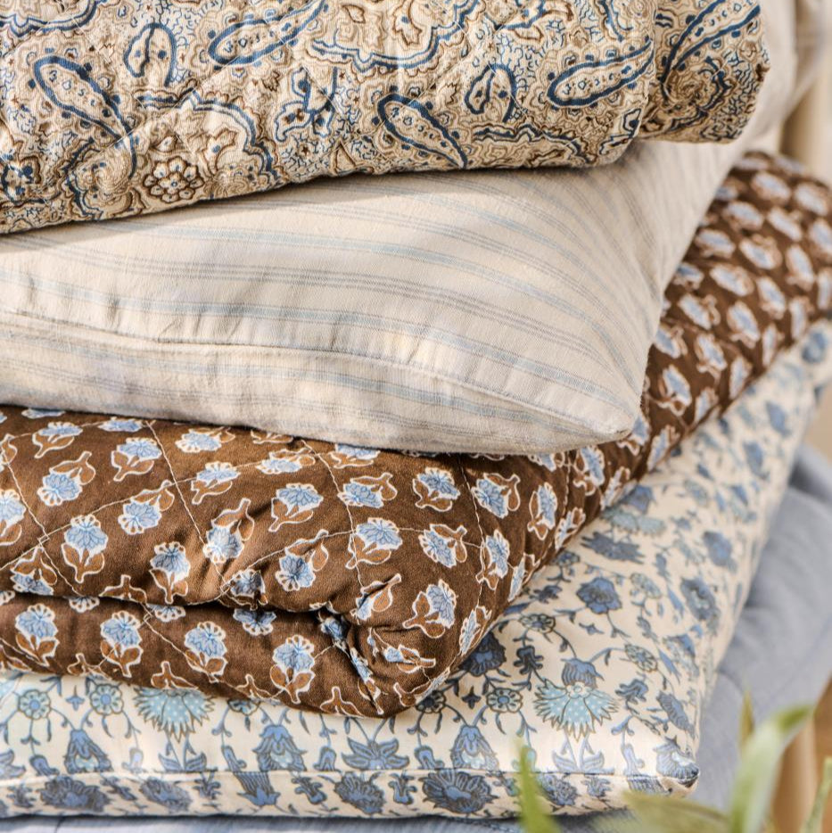 Angela Cushion With Blue Pattern - WowCornwall