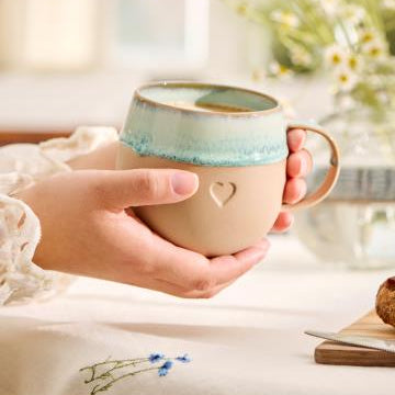 Heart Mug With Handle - Aqua Edge - WowCornwall