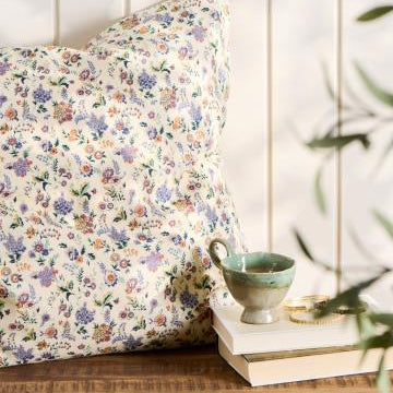 Purple and Brown Flowers Cushion - WowCornwall