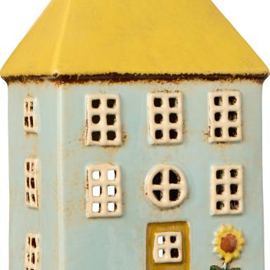 Ceramic House Tealight Nyhavn - yellow roof sunflower - WowCornwall