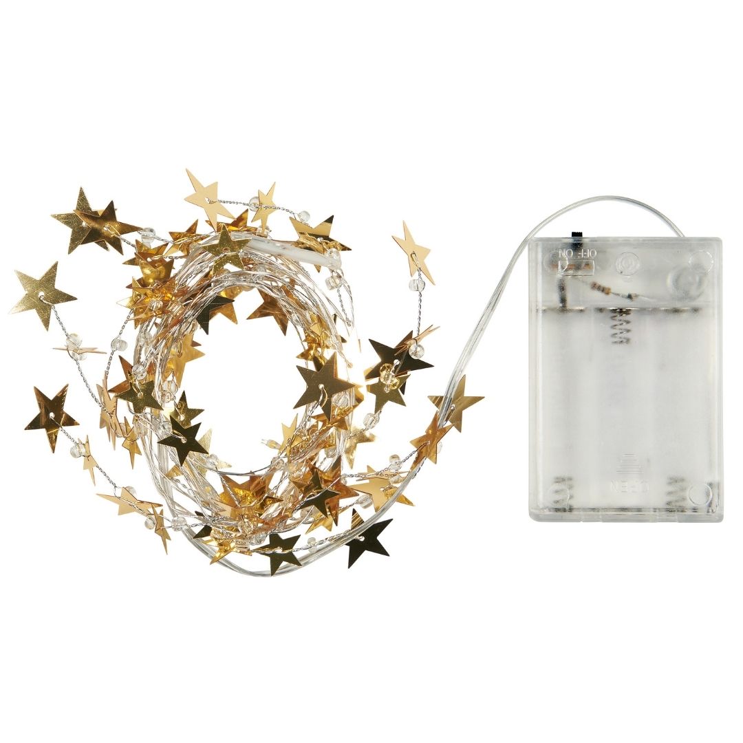 Indoor Wire String Lights with 20 Golden Stars - WowCornwall