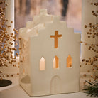 Off White Church Tealight Holder - WowCornwall