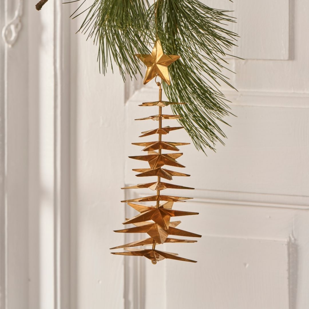 Brass Hanging Star Christmas Tree - WowCornwall