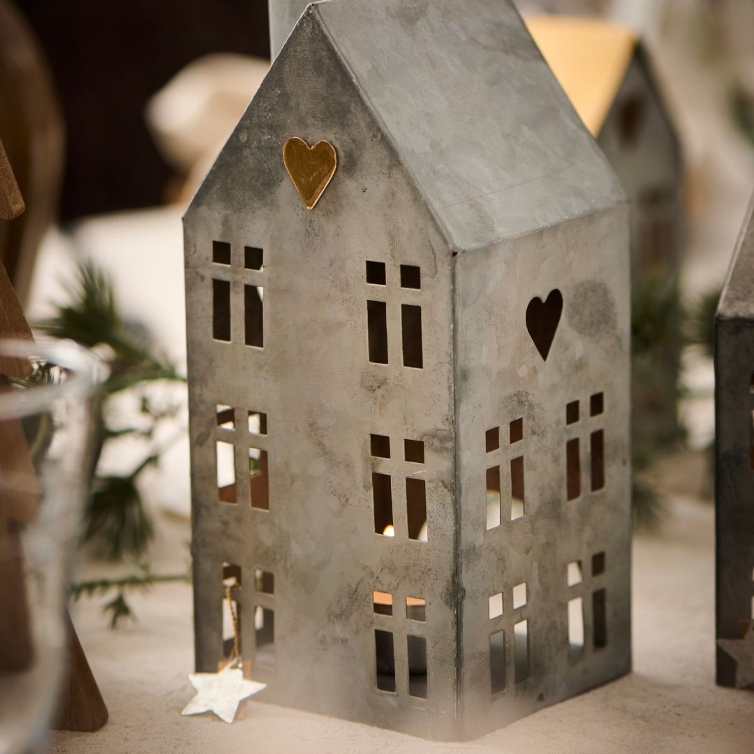 Set of 3 Assorted Metal House Tealight Holders Ver 3 - Each - WowCornwall