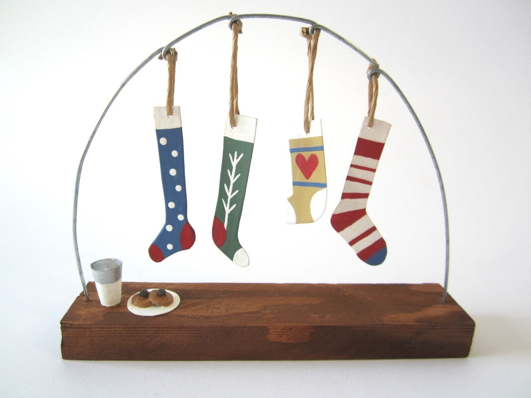 Four Hanging Stockings Christmas Decoration - WowCornwall