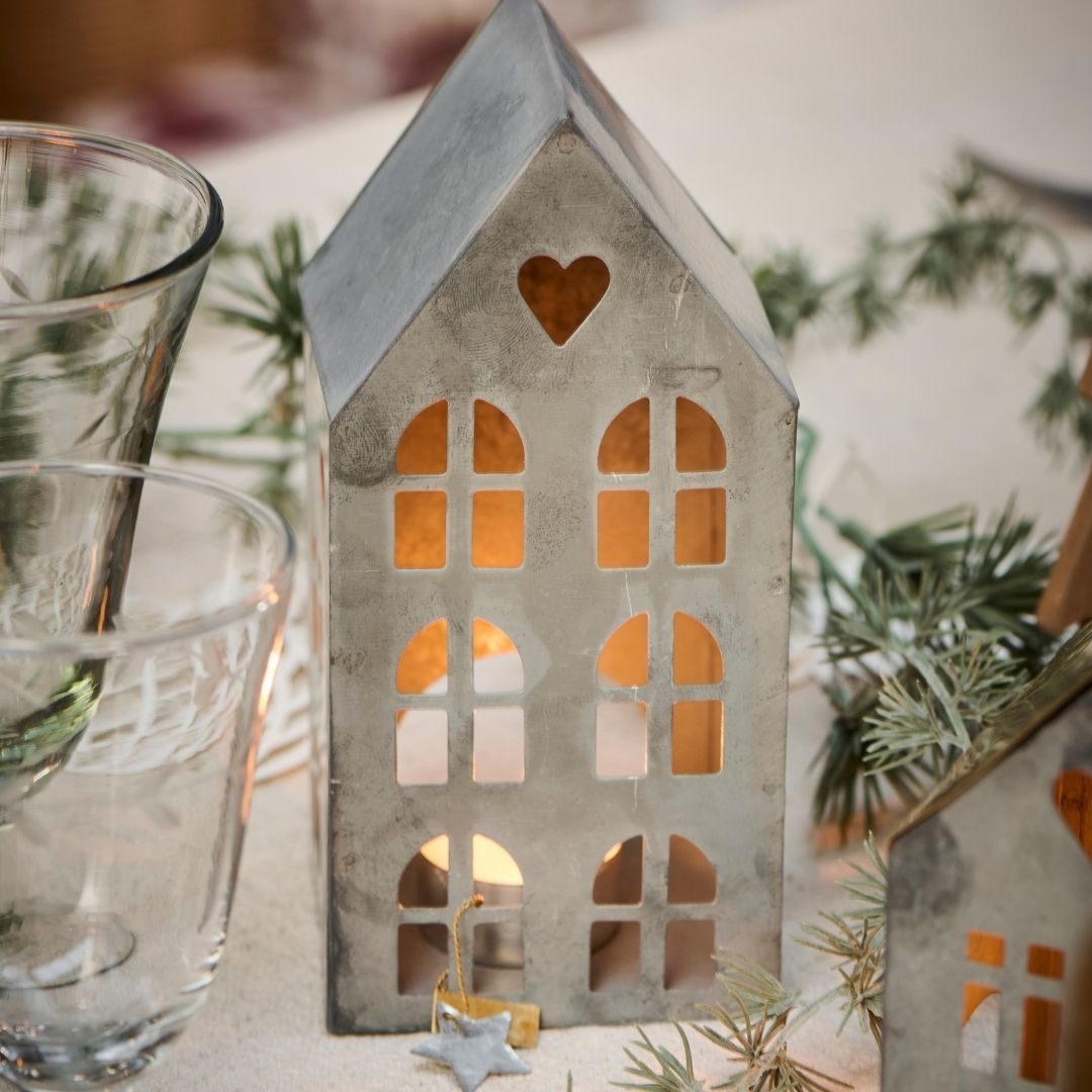 Set of 3 Assorted Metal House Tealight Holders Ver 3 - Each - WowCornwall