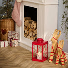 Large Christmas Goat with Red Ribbon - WowCornwall