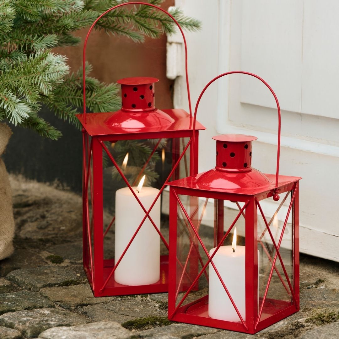 Large Red Red Glass Lantern - WowCornwall