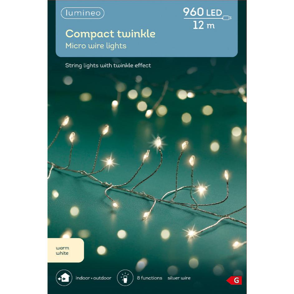 Micro LED compact lights 8 function twinkle effect outdoor 960 lights - warm white - WowCornwall
