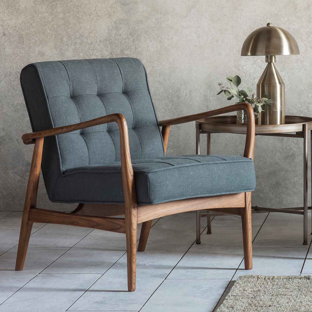 Stepper Armchair Dark Grey Linen
