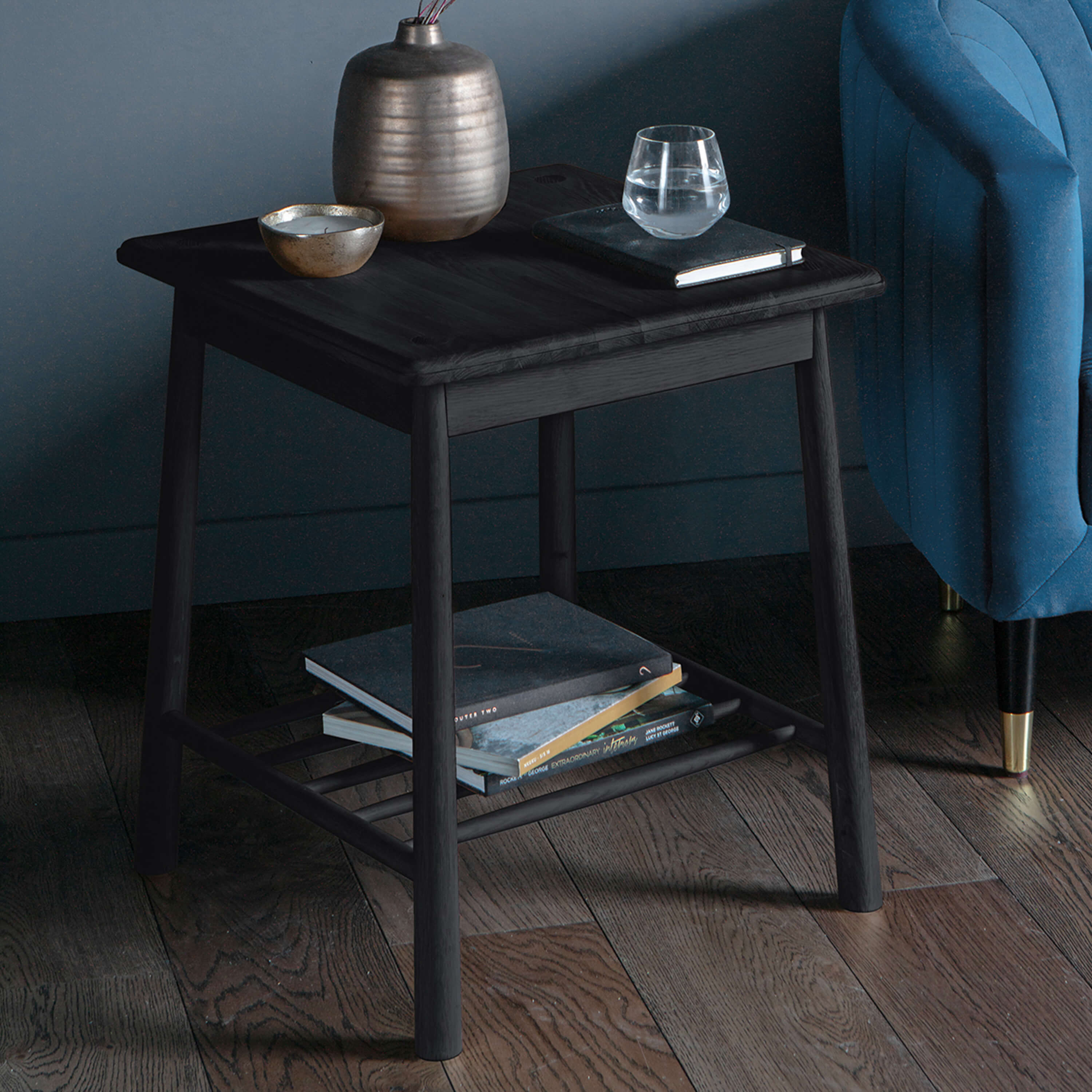 Winnard Side Table Black 500x500x600mm - WowCornwall