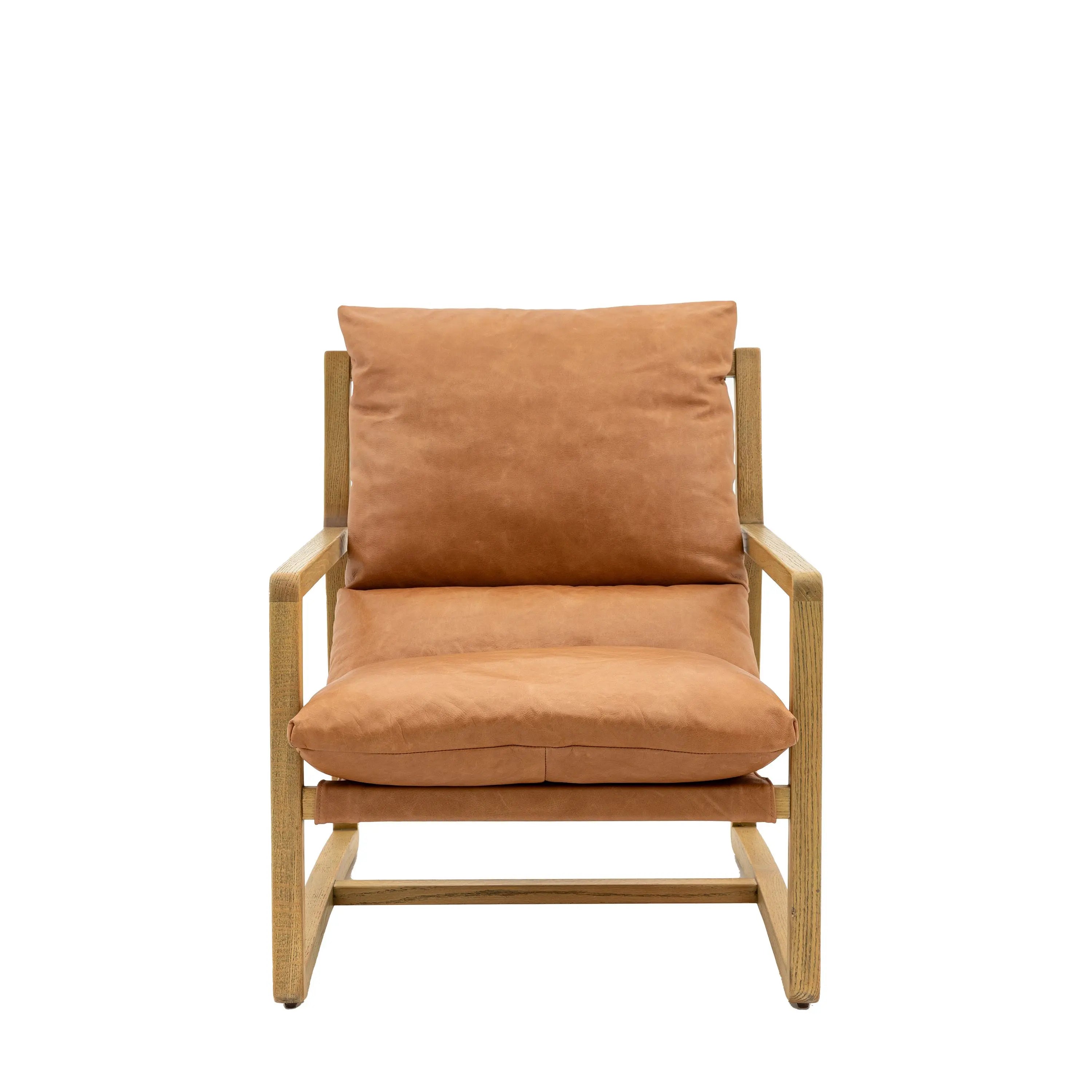 Burela Lounge Chair Vintage Brown Leather - WowCornwall