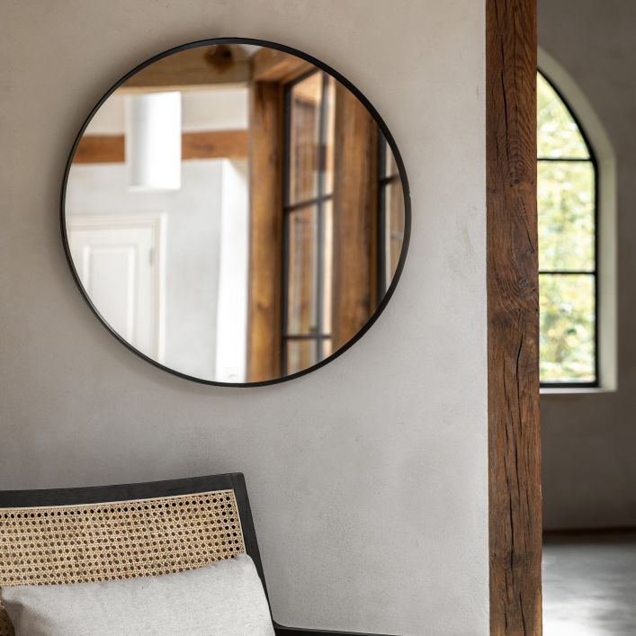 Holworth Round Mirror in two colours and two sizes - WowCornwall