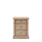 Vancouver 3 Drawer Bedside 520x450x650mm in a natural wood finish, featuring three drawers with round metal handles.