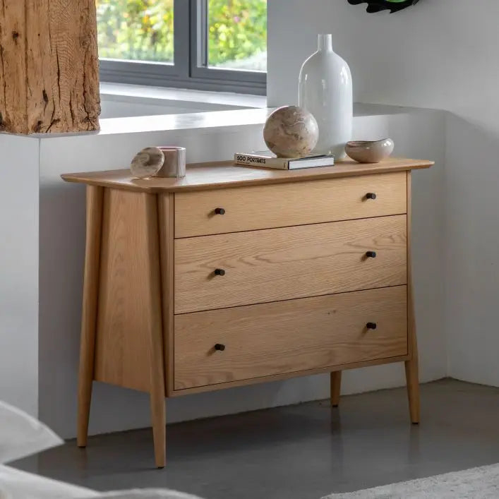 Hatfield 3 Drawer Chest Natural 1060x450x770mm - WowCornwall