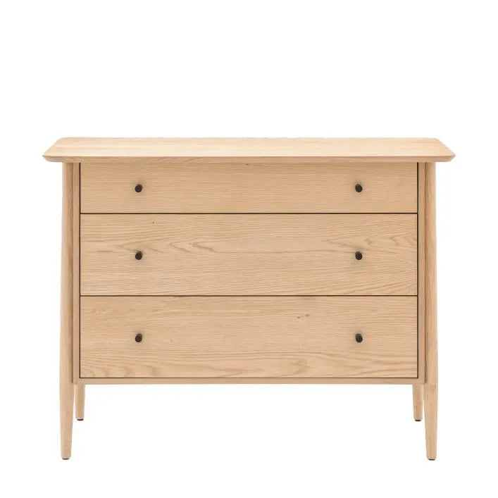 Hatfield 3 Drawer Chest Natural 1060x450x770mm - WowCornwall