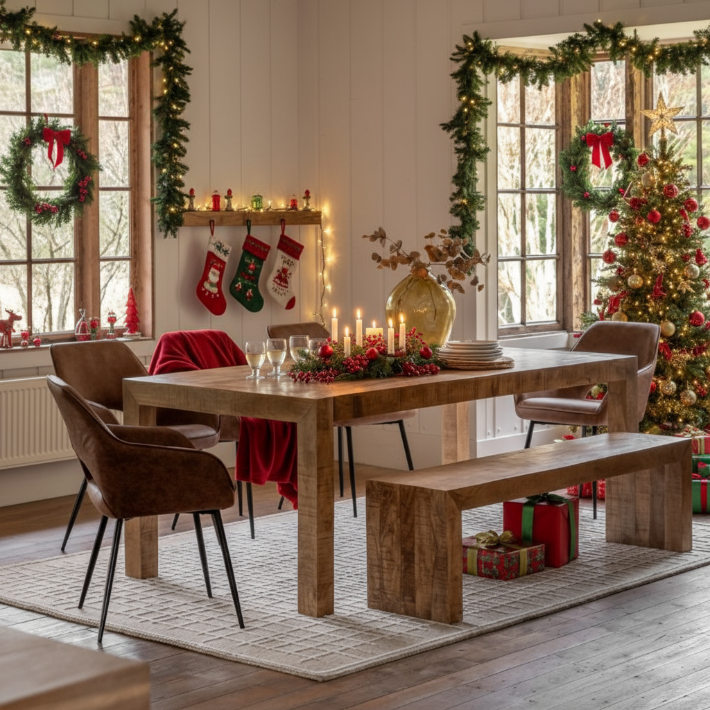 Iowa Dining Table Natural or Whitewash 2000x1000x750mm - WowCornwall