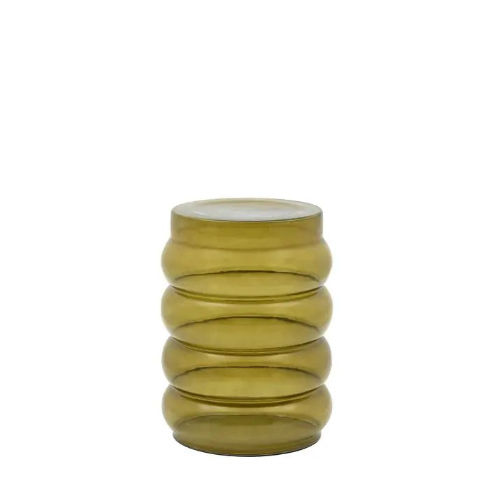 Sono Side Table Forest 300x300x410mm, featuring a unique translucent green stacked design with a glossy finish.