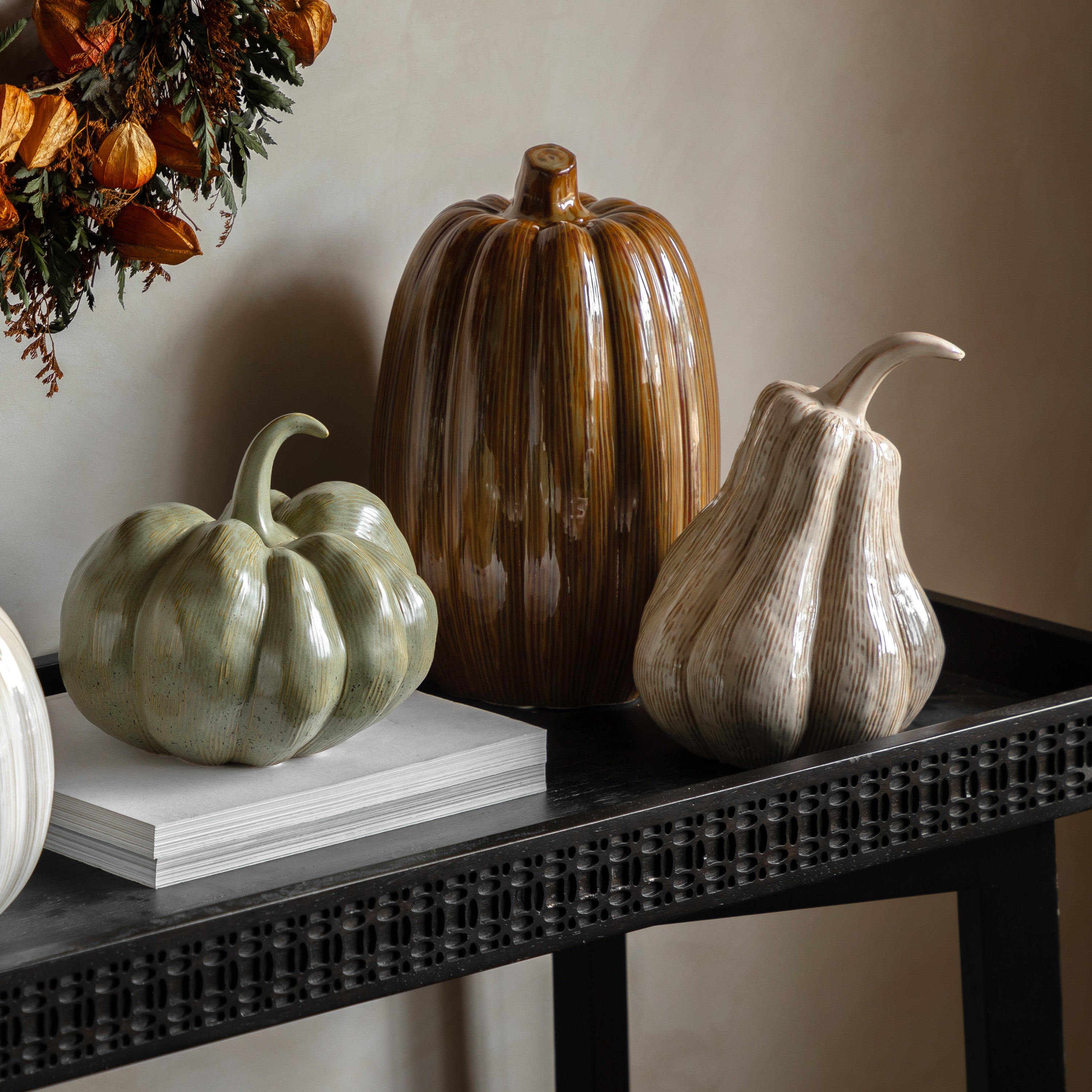 Ceramic Pumpkin in Chestnut Brown - WowCornwall