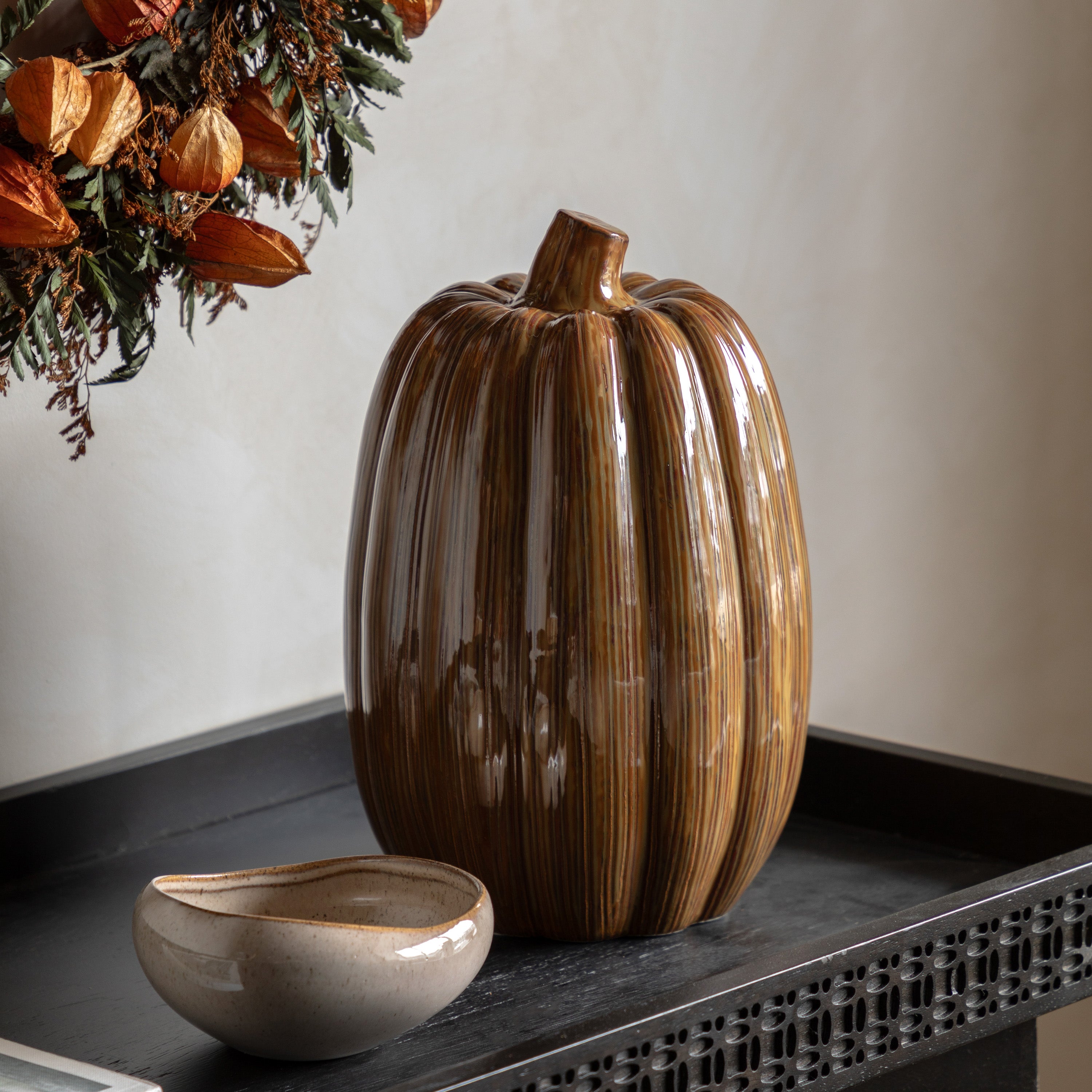 Ceramic Pumpkin in Rust - WowCornwall