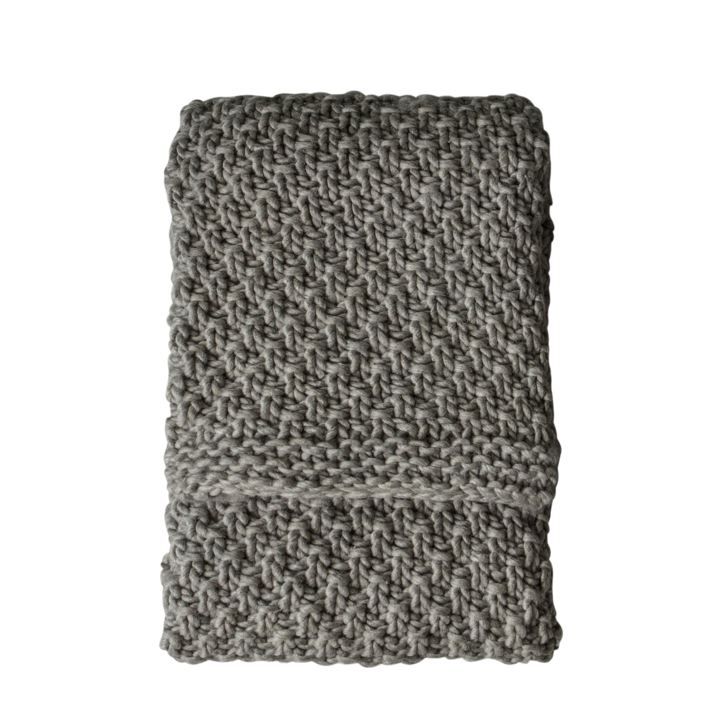 Moss Chunky Knitted Throw in Grey - WowCornwall
