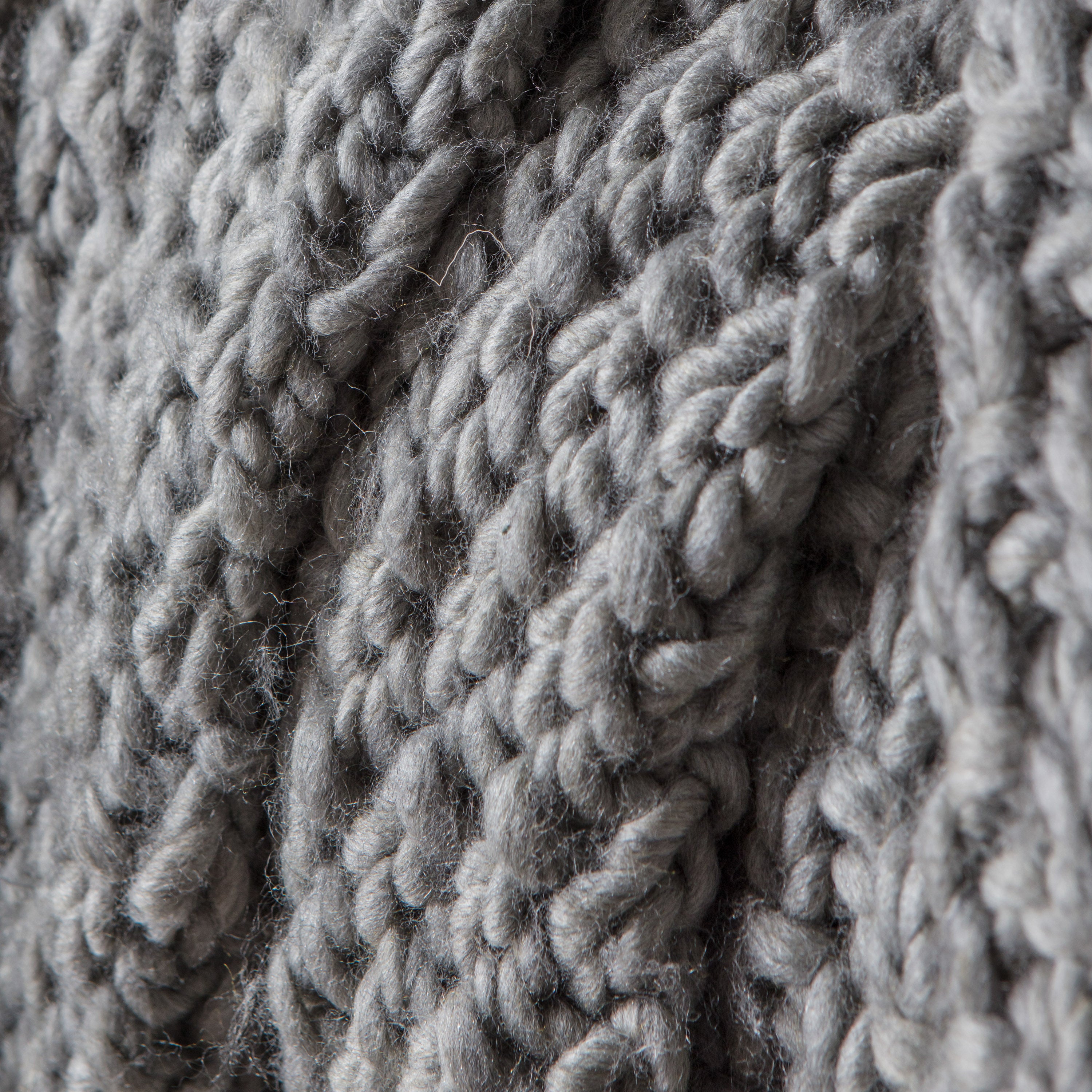 Moss Chunky Knitted Throw in Grey - WowCornwall