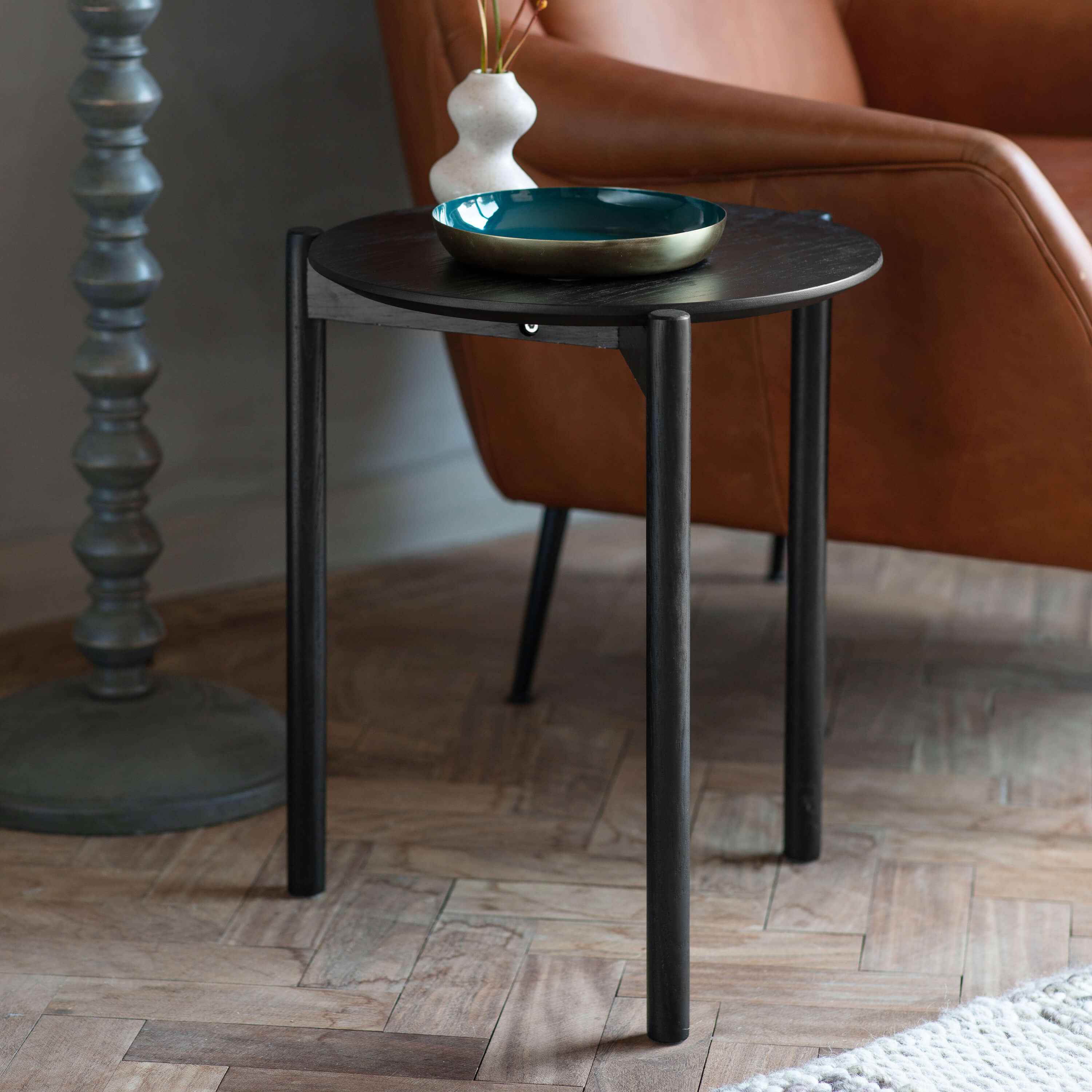Burley Side Table Black 400x400x500mm