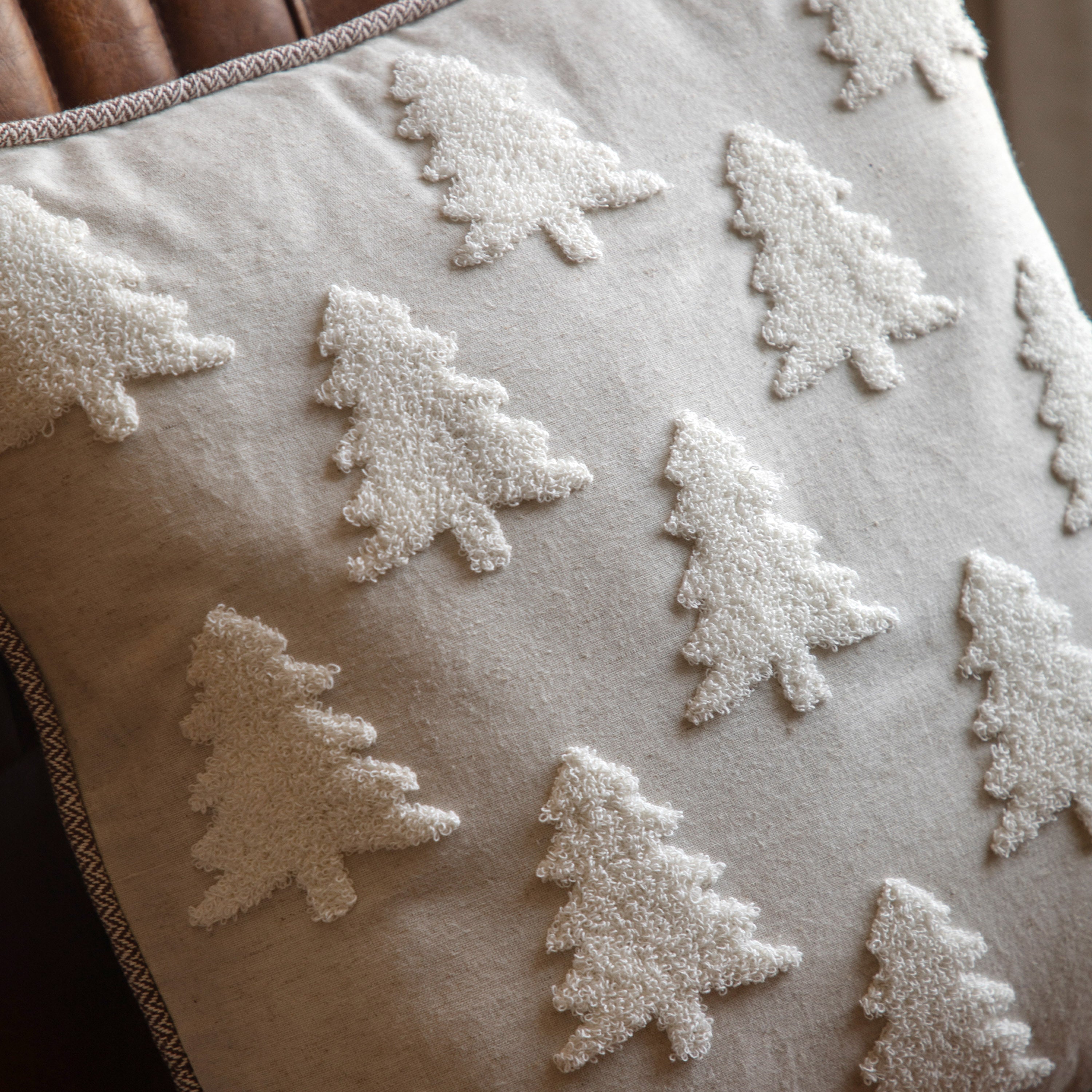 Woodland Embroidered Tree Cushion - WowCornwall