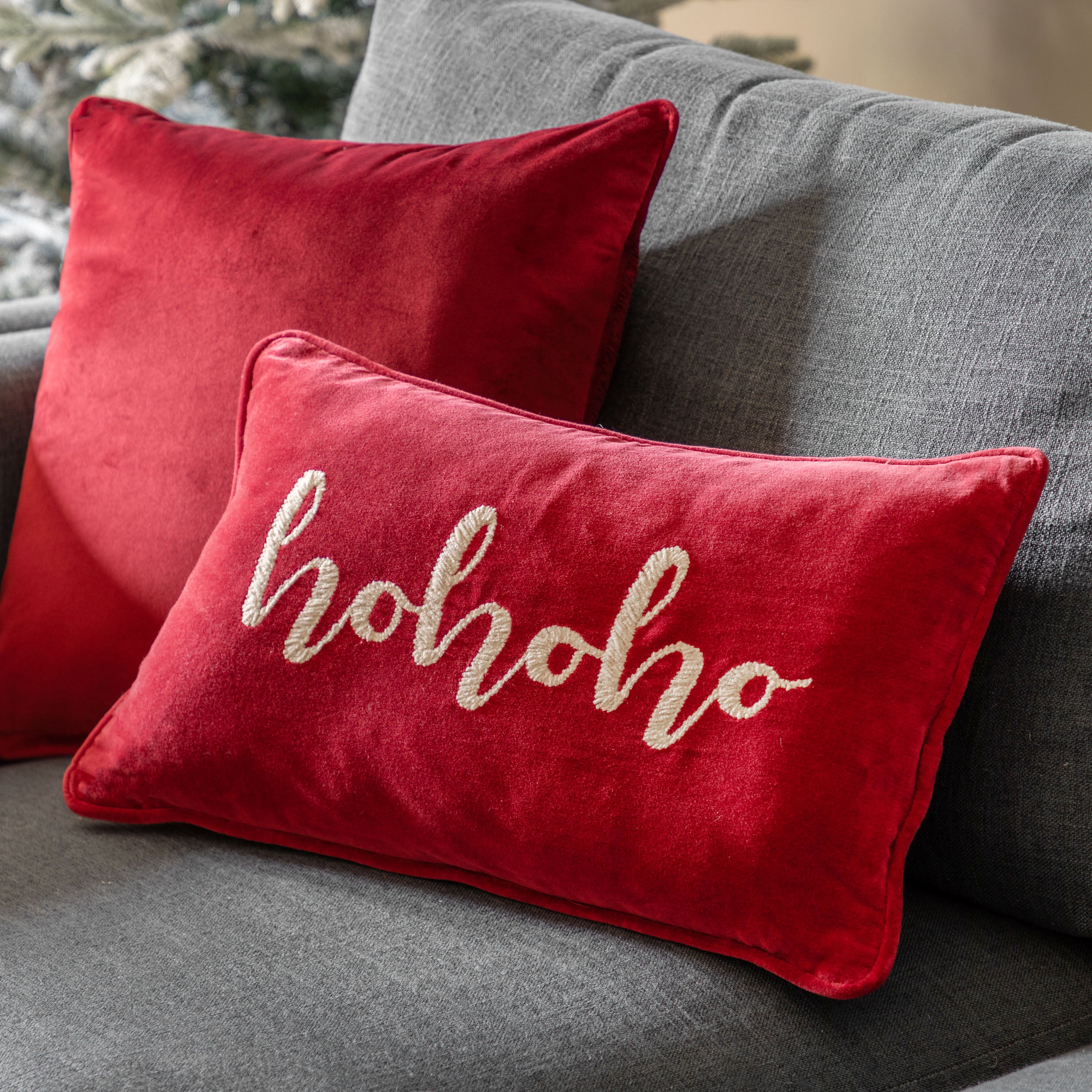 HoHoHo Chenille Embroidered Cushion - WowCornwall