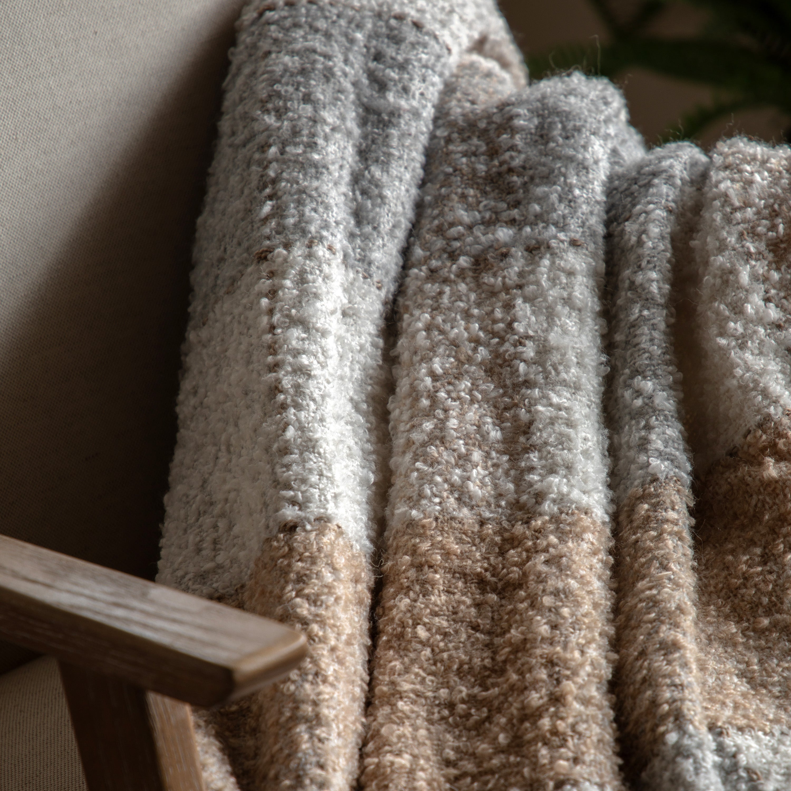 Autumn Check Boucle Throw Natural - WowCornwall