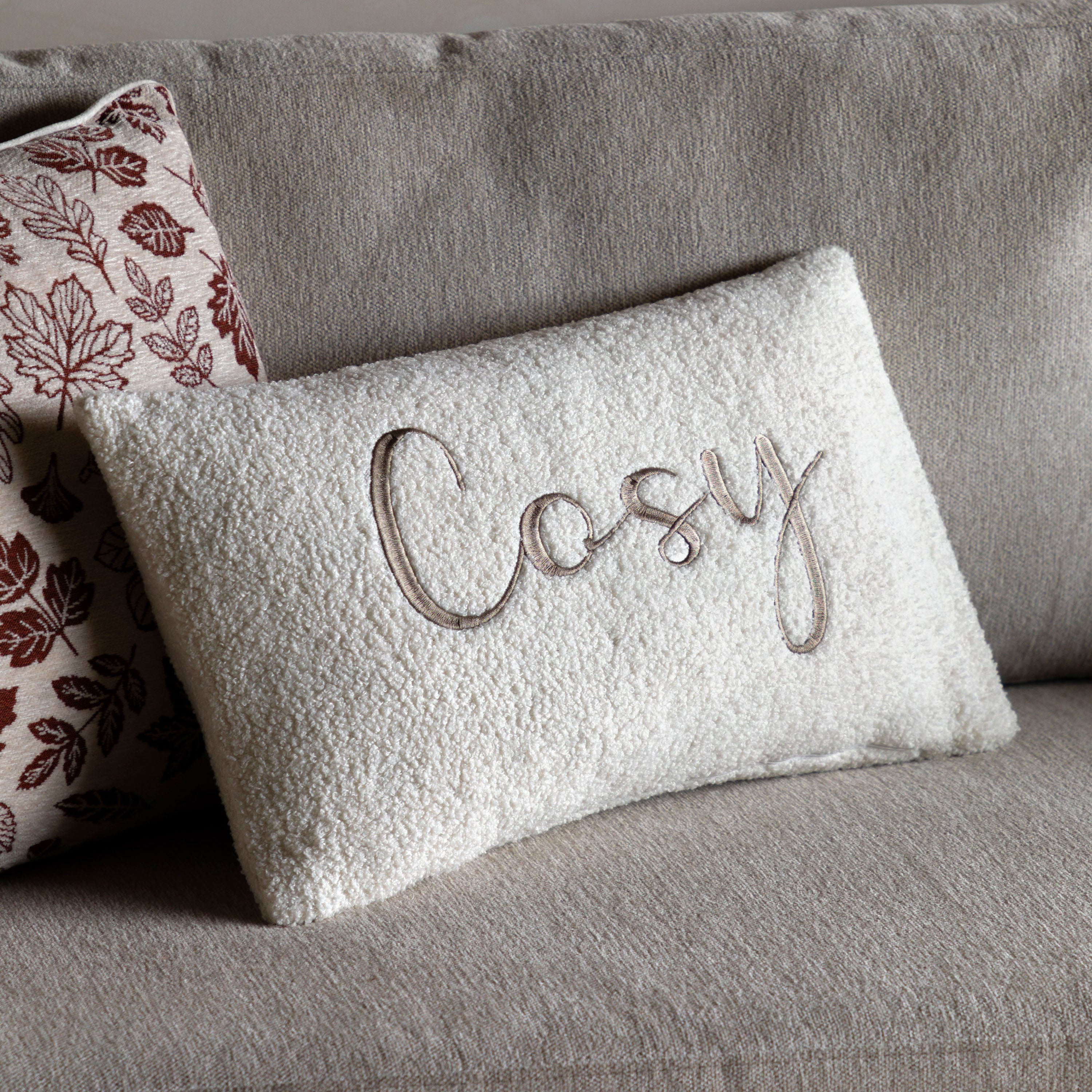 Cosy Embroidered Cushion - WowCornwall