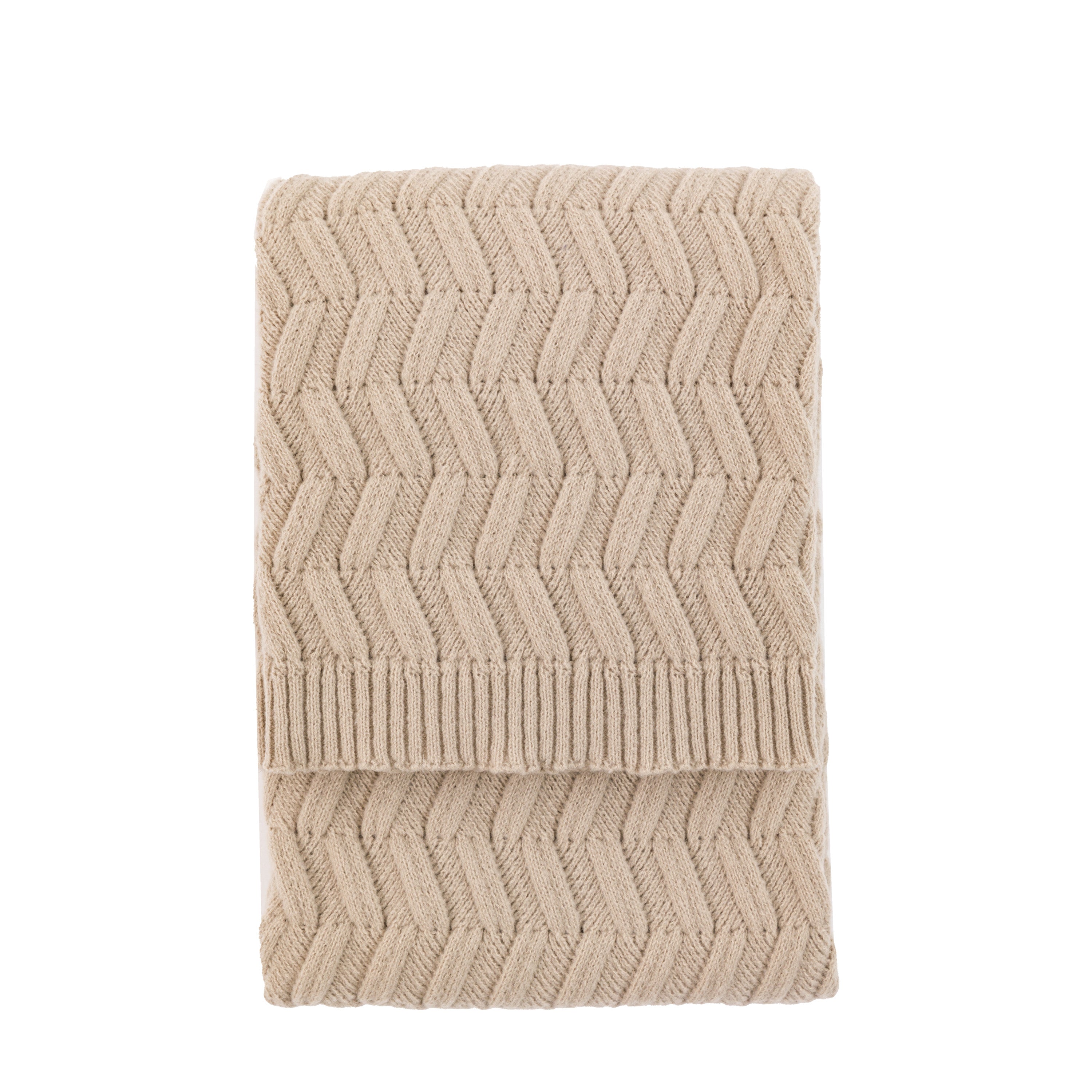 Herringbone Woven Throw Natural - WowCornwall